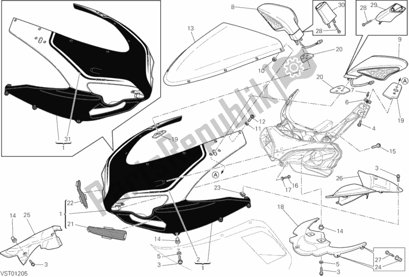Tutte le parti per il Cuffia del Ducati Superbike 848 EVO Corse SE 2013